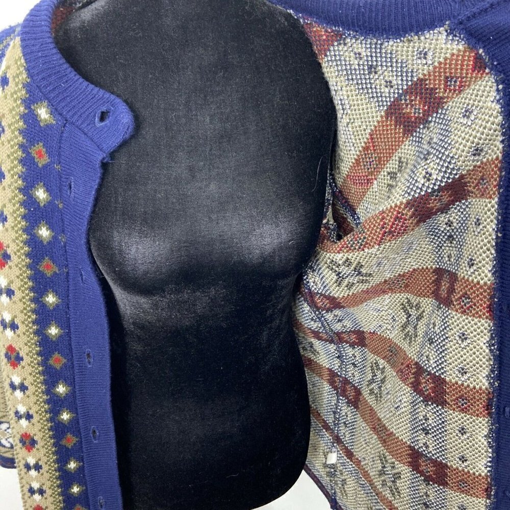 Vintage Esskay Originals Woman 11 M Cardigan Sweater Fair Isle‎ Floral EEC Euro - Picture 4 of 9